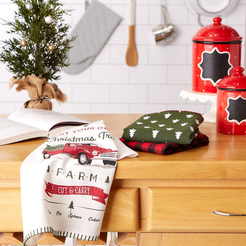 DII Asst Christmas Truck Dishtowels Set/3