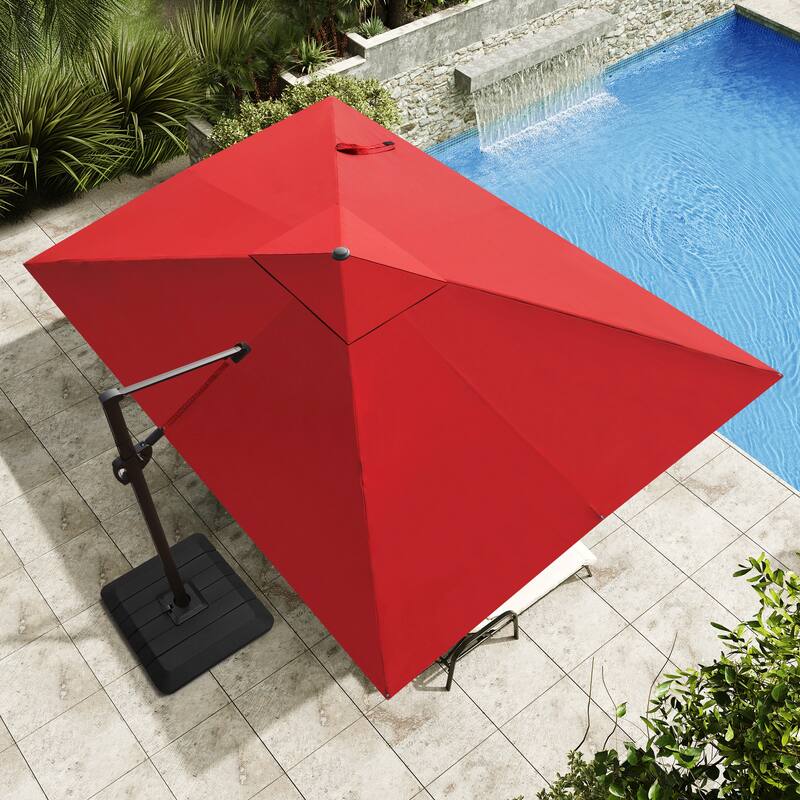9 FT x 11.5 FT Outdoor Patio Cantilever-Offset Umbrella with 4-Piece Fillable Weighted Base