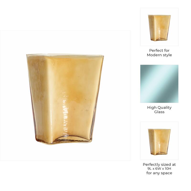 Glass and Wax Midnight Amber Scented Decorative Candle - 10" Orange - 9" x 6" x 10"