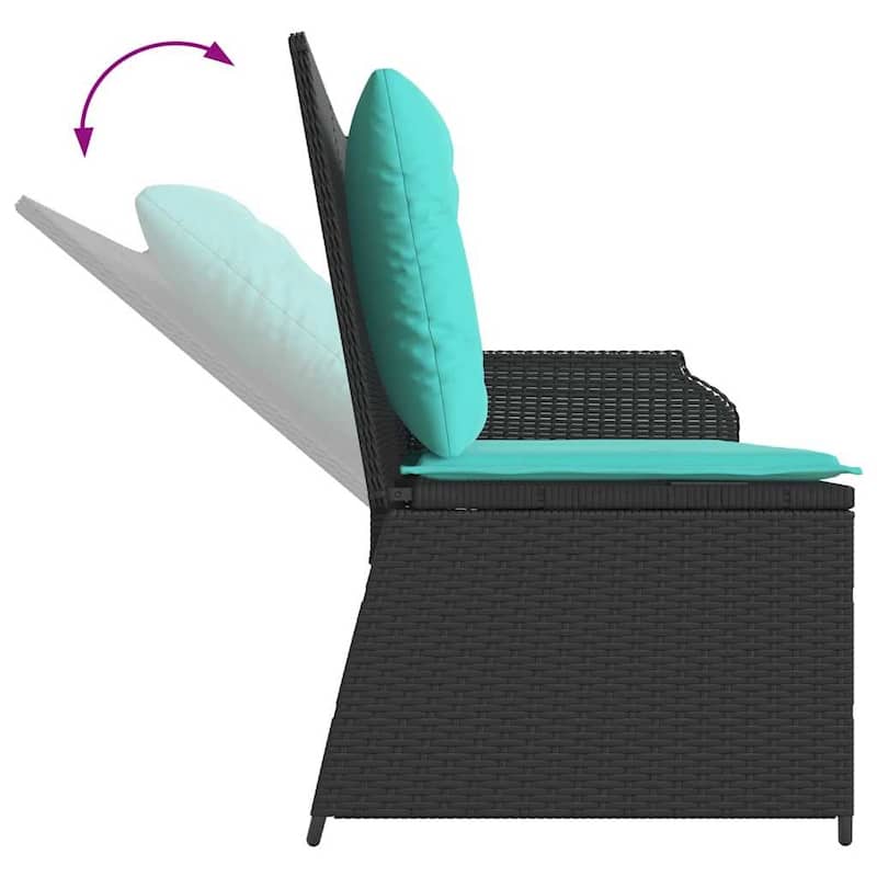 vidaXL Garden Bench with Cushion Brown Poly rattan - 26 x 43 x 37