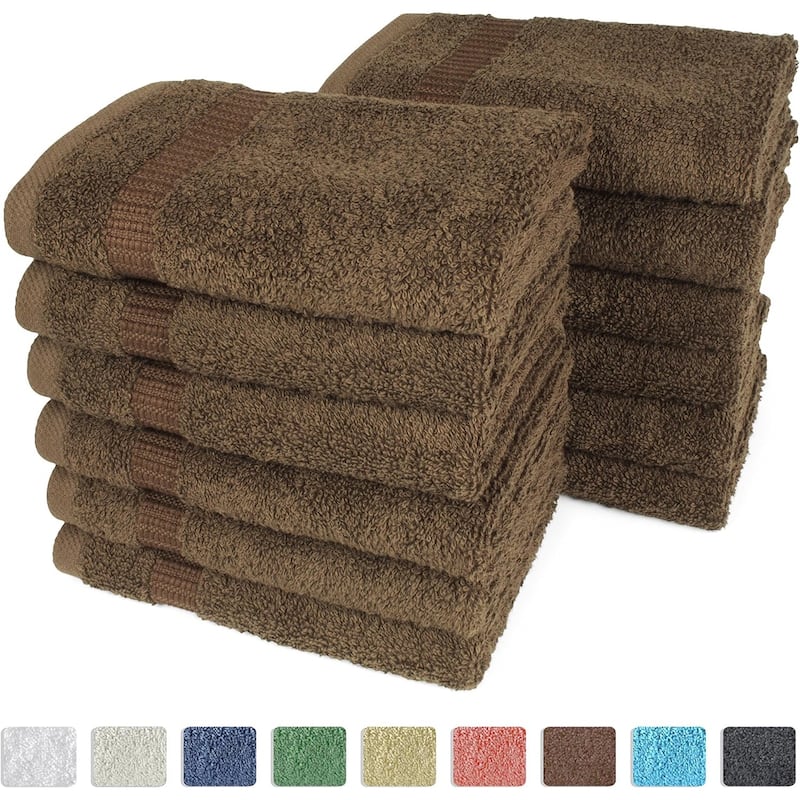 Royal Turkish Cotton Washcloth – Soft, Durable - Ultra-Absorbent Towels - Set of 12