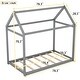 preview thumbnail 4 of 7, Gray Twin Size Wooden House Bed with Roof for Kids, Boys and Girls, Bedroom