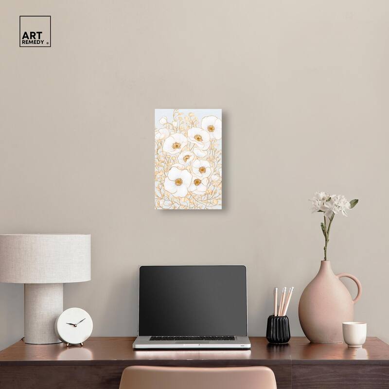 White and Gold Poppies I Canvas by Art Remedy, Gallery Wrapped