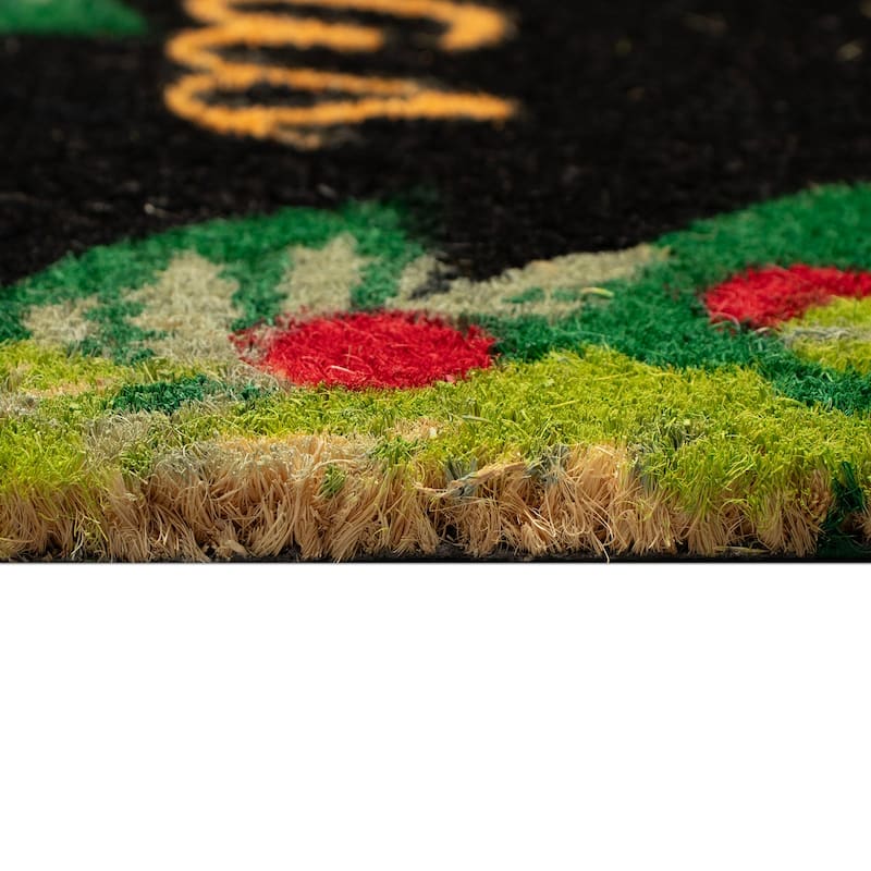 Liora Manne Natura Merry Christmas Holly Outdoor Mat Black 18"x30"