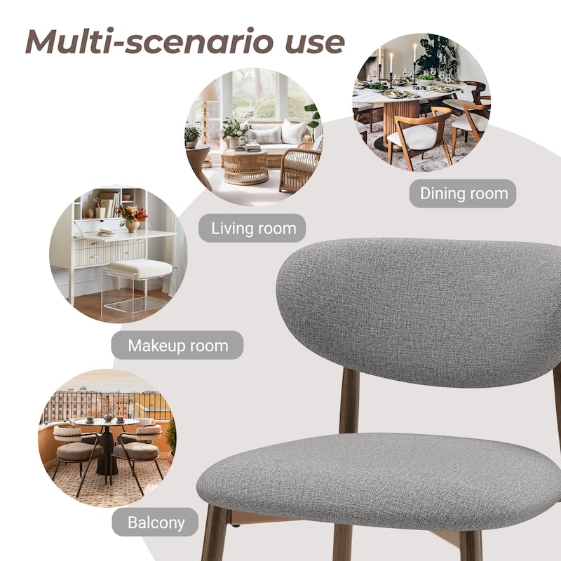 RENEWLINE Mid-Century Modern Tapered Dining Chairs with Upholstered Seat & Iron Frame