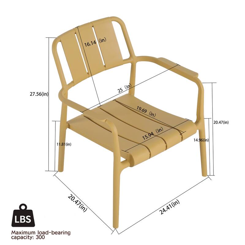 Patio Bistro Set with 2 Chairs & 1 Coffee Table, Easy Assembly, 3 pcs