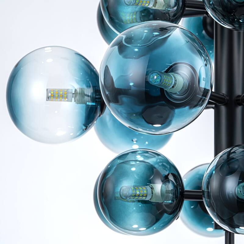 19-Light Modern Glam Tiered Cluster Gradient Glass Globe Bubble Chandelier for Dining Room - 21.3 in. W x 18 in. H