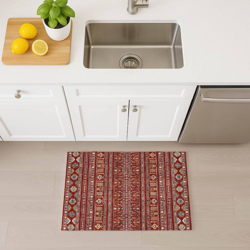 Machine Washable Indoor/ Outdoor Boho Moroccan Chantille Rug