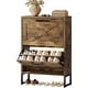 preview thumbnail 13 of 18, Moasis Shoe Storage Cabinet with 2 Flip Drawers Narrow Shoes Rack Organizer Rustic Brown