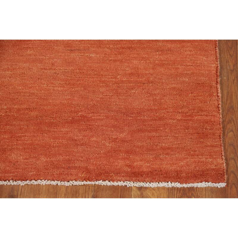 Orange Gabbeh Modern Foyer Rug Hand-Knotted Accent Wool Carpet - 2'7"x 4'1"