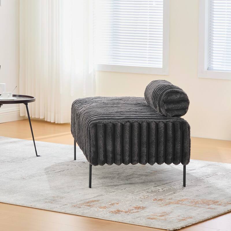 End of Bed Bench Window Ottoman Footrest with Adjustable Back for Living Room Bedroom Entryway Hallway Small Space