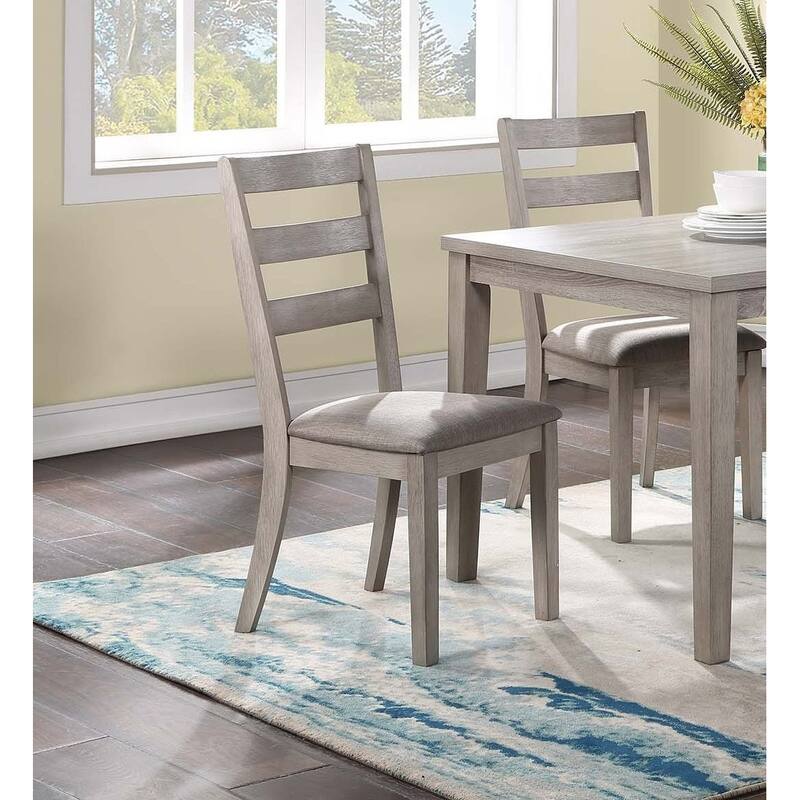 Dining Table Set 5pc Ladder Back Chairs Gray Finish Dining Room Furniture