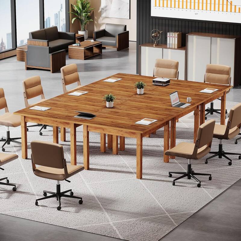 Modern Minimalist Wood 4-Person Square Conference Table/Desk for Meeting Room Seminar Room Boardroom
