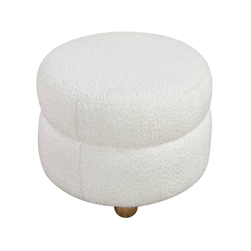 Arden 31" Boucle Swivel Chair with Ottoman - Solid Wood Legs