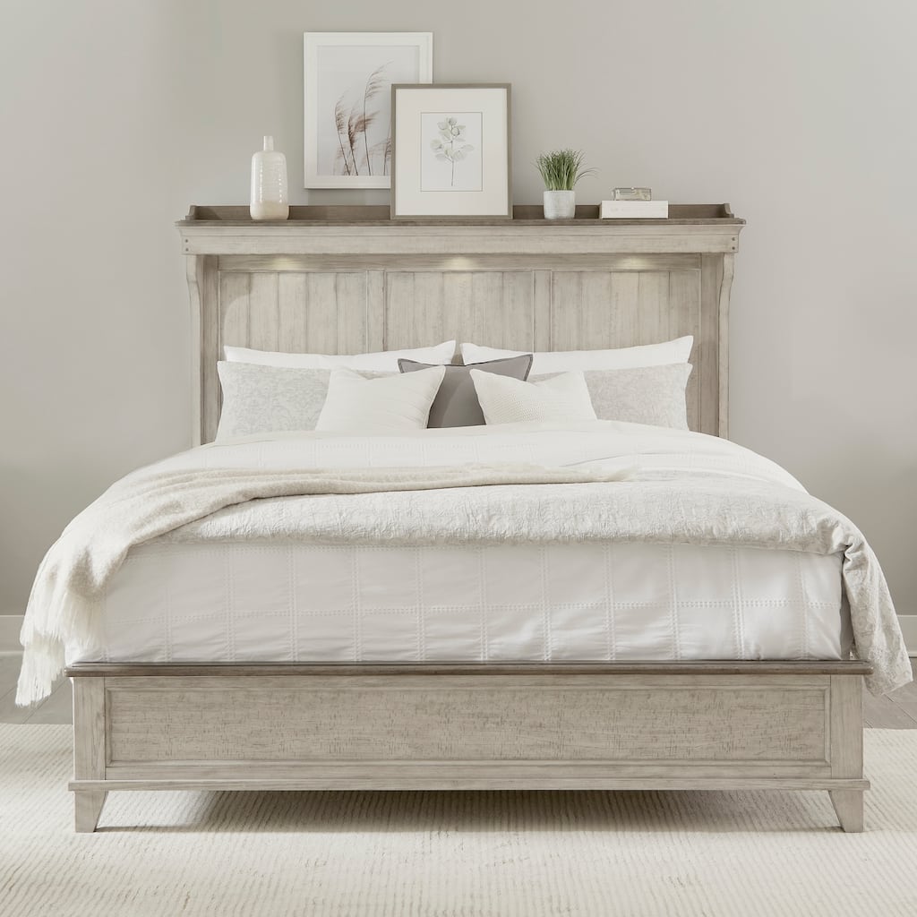 Ivy Hollow Weathered Linen Finish Queen Mantle Bed