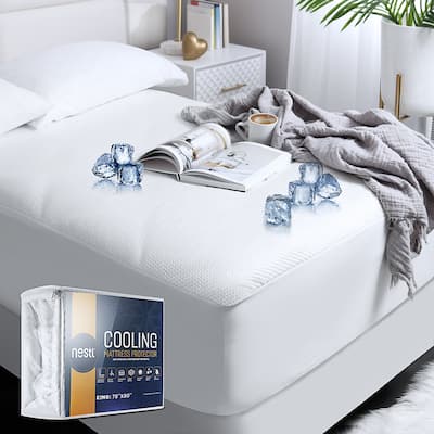 Nestl Extra Deep Pocket Cooling Mattress Protector - Waterproof Tencel Blend 5-Sided Elasticized Fitted Mattress Cover
