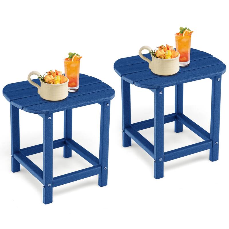 2-Pack Foldable HDPE Outdoor Patio Side End Tables with Weatherproof and UV-Resistant Build - 19" x 14.5" x 18" (L x W x H)