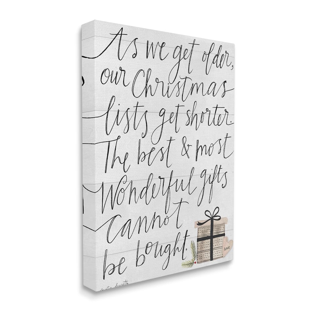 Stupell Christmas Lists Get Shorter Motivational Phrase Holiday Happiness Canvas Wall Art - Grey