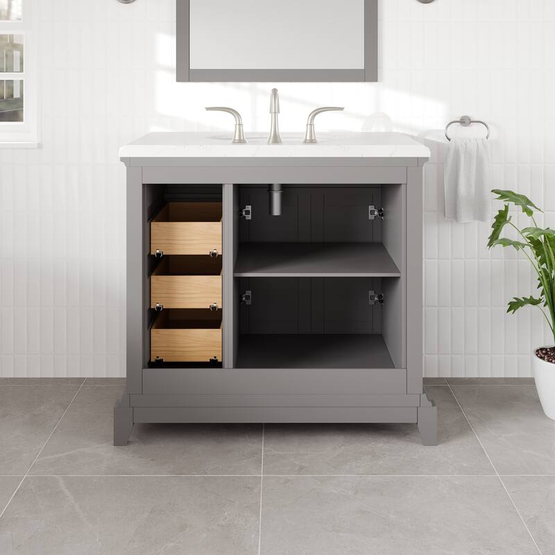 Elite Stamford Bath Vanity with Carrara Quartz Top and Porcelain Sink