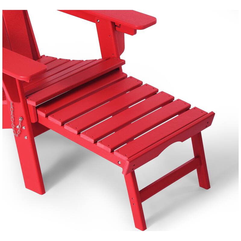 Laguna Outdoor Folding Adjustable Adirondack Chair with Hideaway Ottoman & Round Side Table