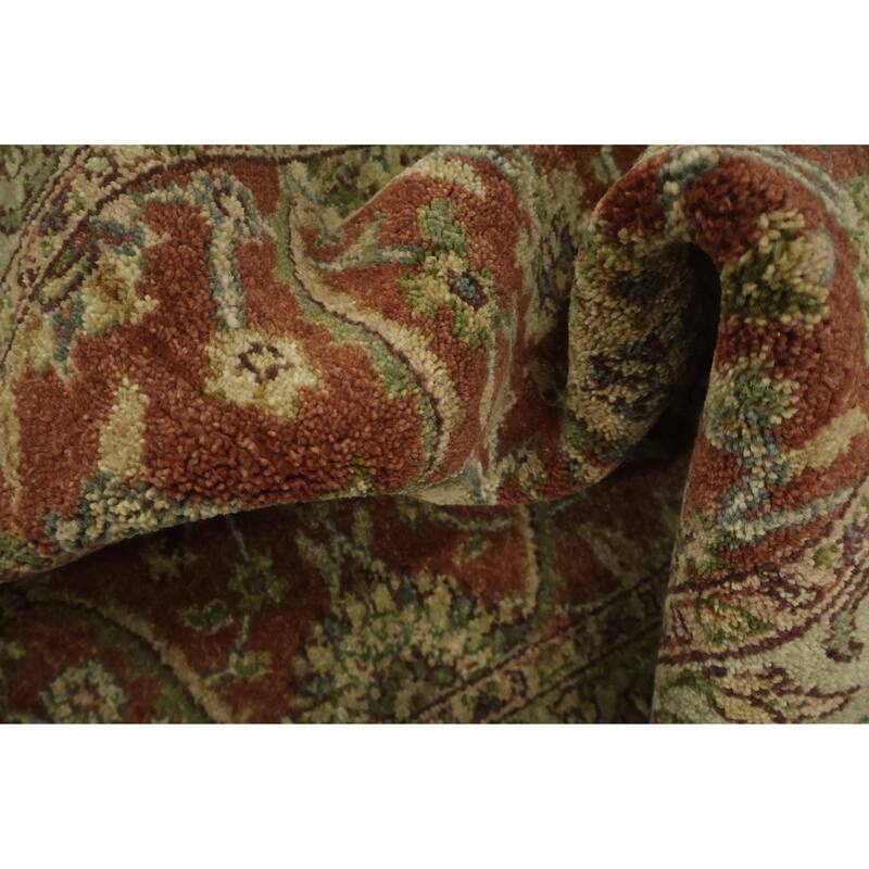 Hand Knotted Oriental 100% Wool Carpet Traditional All-Over Oranges & Rust Agra Runner Rug - 9' 6'' X 3' 0''