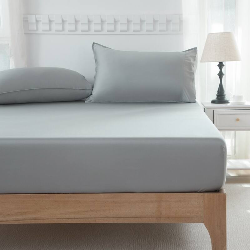 400TC Cooling Sheet Set, Sateen Weave 4 Piece Bedding with 16 Inch Deep Pocket Fitted Sheet