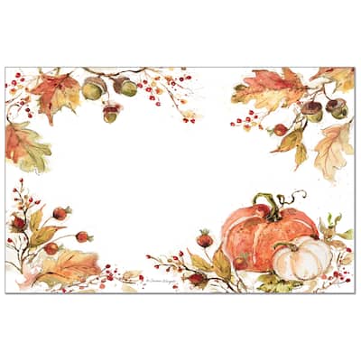 Harvest Time 24 Sheet Reusable Premium Paper Stock Placemats in Resealable Storage Bag Made in The USA 17" x 11"