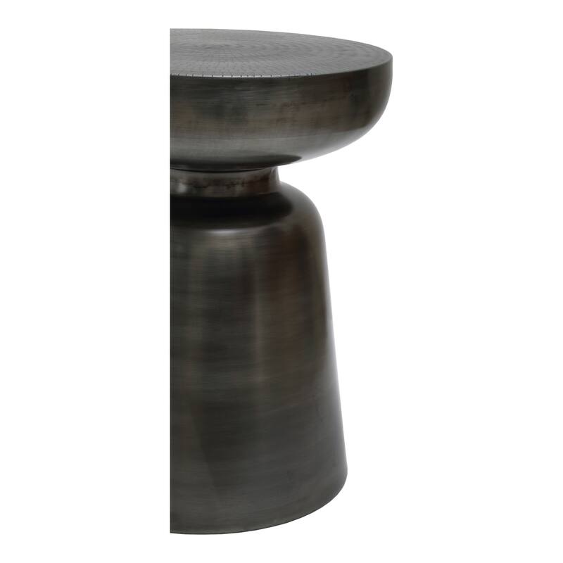 NADAAL STUDIOS Theo Accent Table, Solid Iron, Round Design, Antique Nickel Finish, Antique Copper Finish