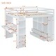 preview thumbnail 15 of 21, Multifunctional Design Full Size Loft bed with Built-in Desk and LED Light
