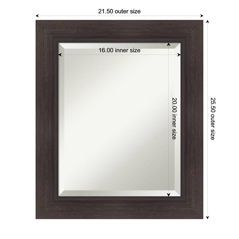 Sloped Beveled Framed Wall Mirror - 22 x 26 in - Sloped Espresso