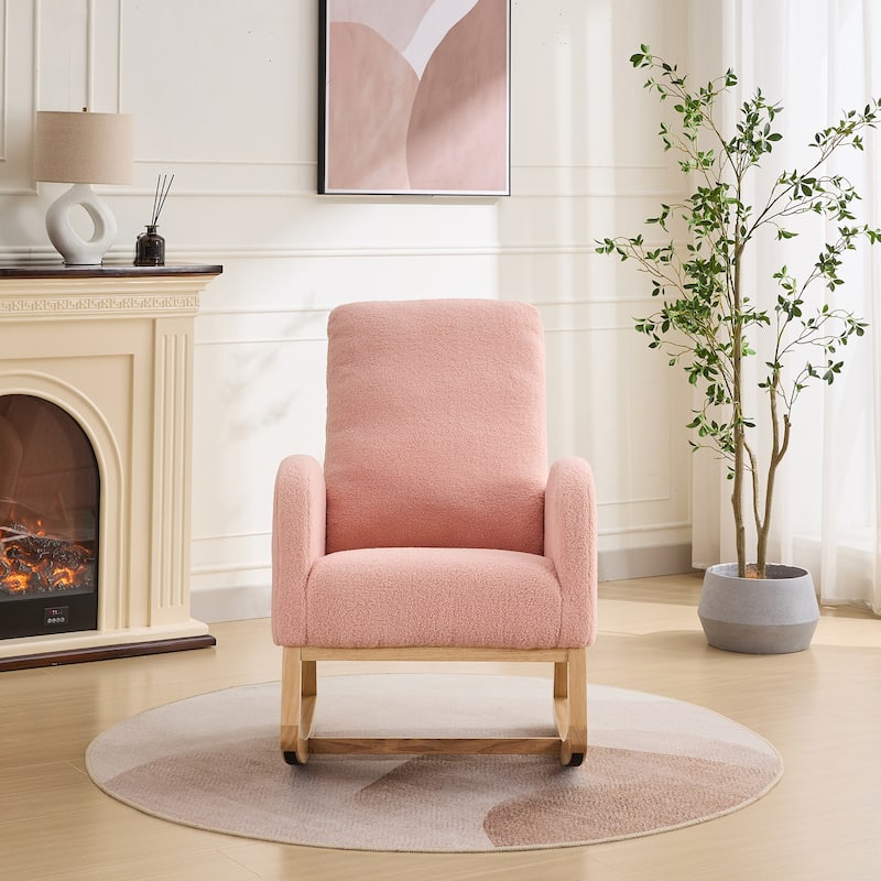27.2"W Upholstered Rocking Accent Armchair with Side Pocket