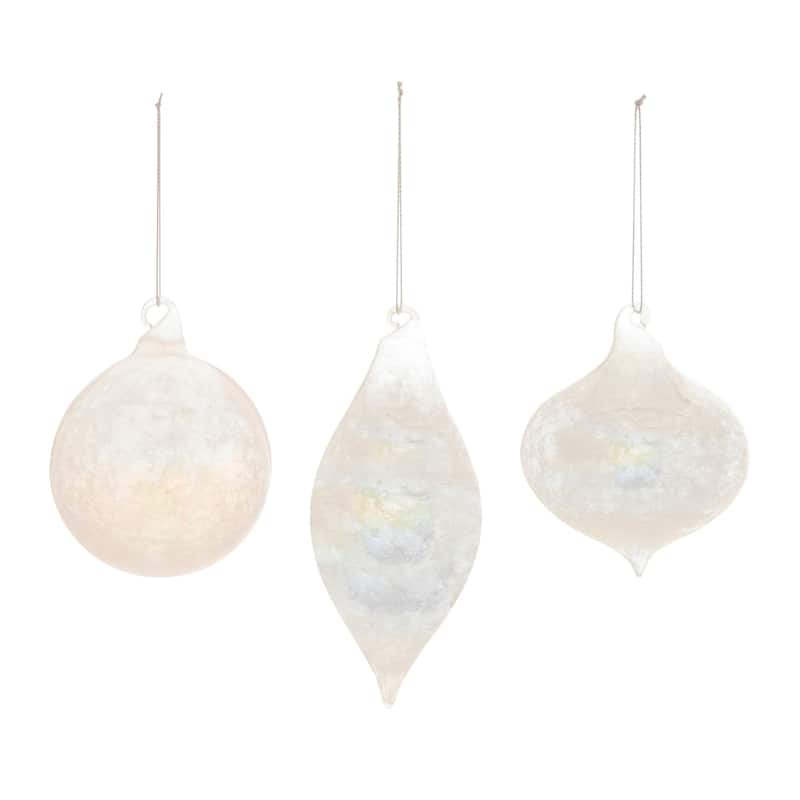 Iridescent Cloudy Glass Christmas Ornaments - 5.5" - Gray - 6ct