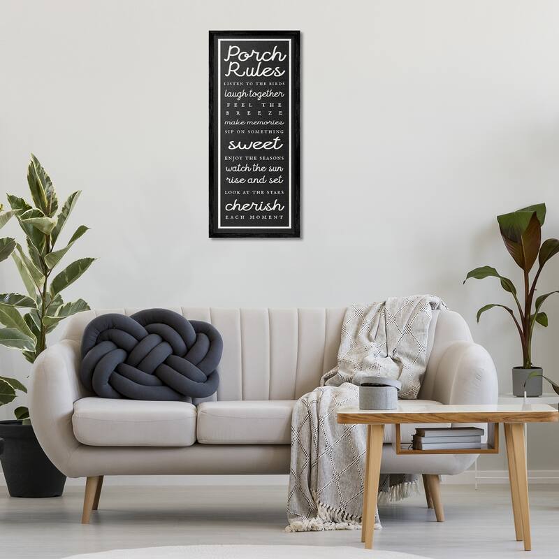 Stupell Porch Rules on Black Framed Giclee Art Design By Lil' Rue