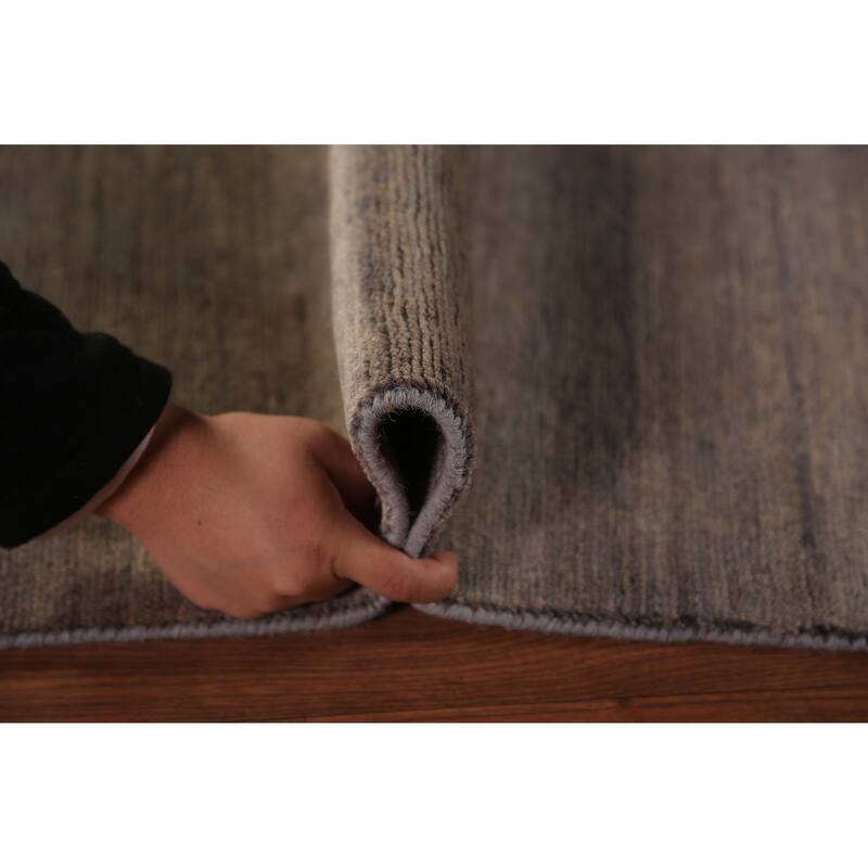 Brown & Gray Modern Gabbeh Runner Rug Handmade Wool Carpet - 2'10" x 9'6"