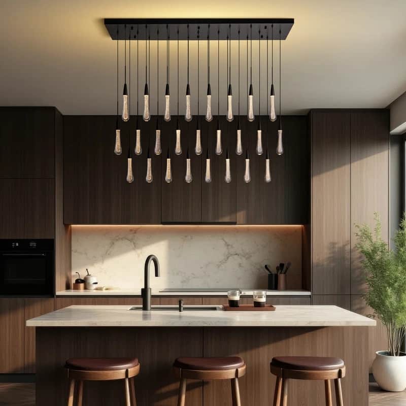 KAYLA Raindrop Chandelier, Modern Glass Pendant Light, Bulb Included