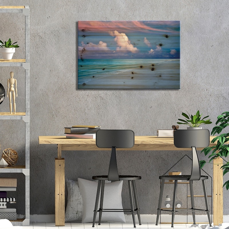Turks And Caicos Sunrise Print On Wood by Dennis Frates - Multi-Color
