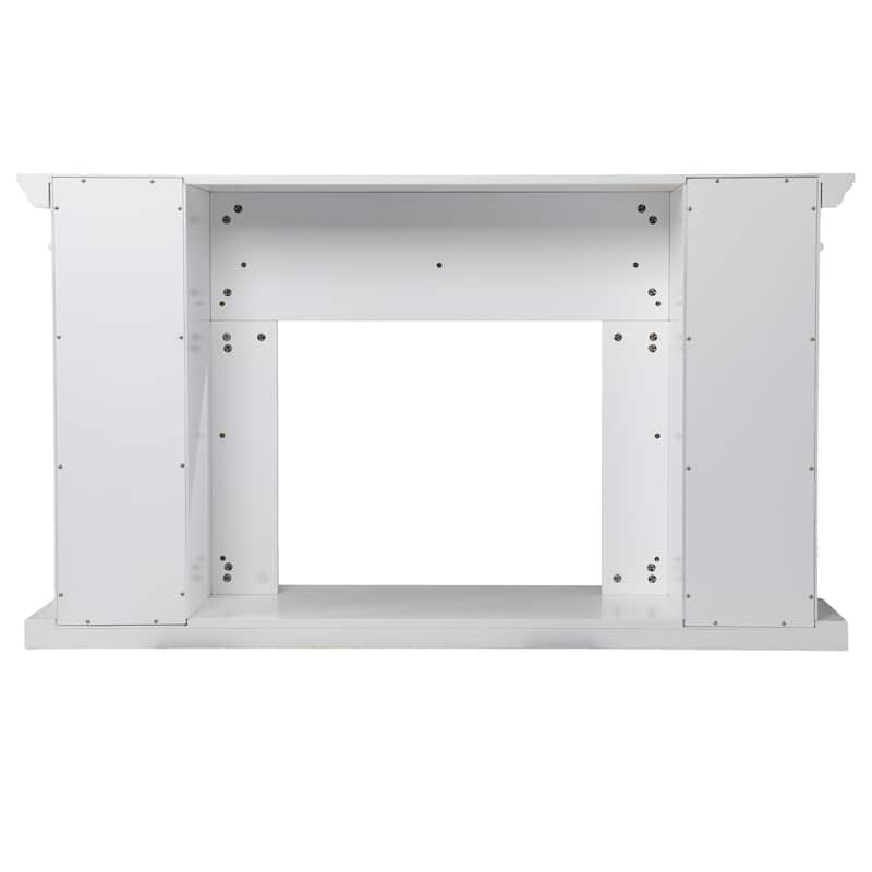 SEI Furniture Hazeltine Transitional White Wood Electric Fireplace