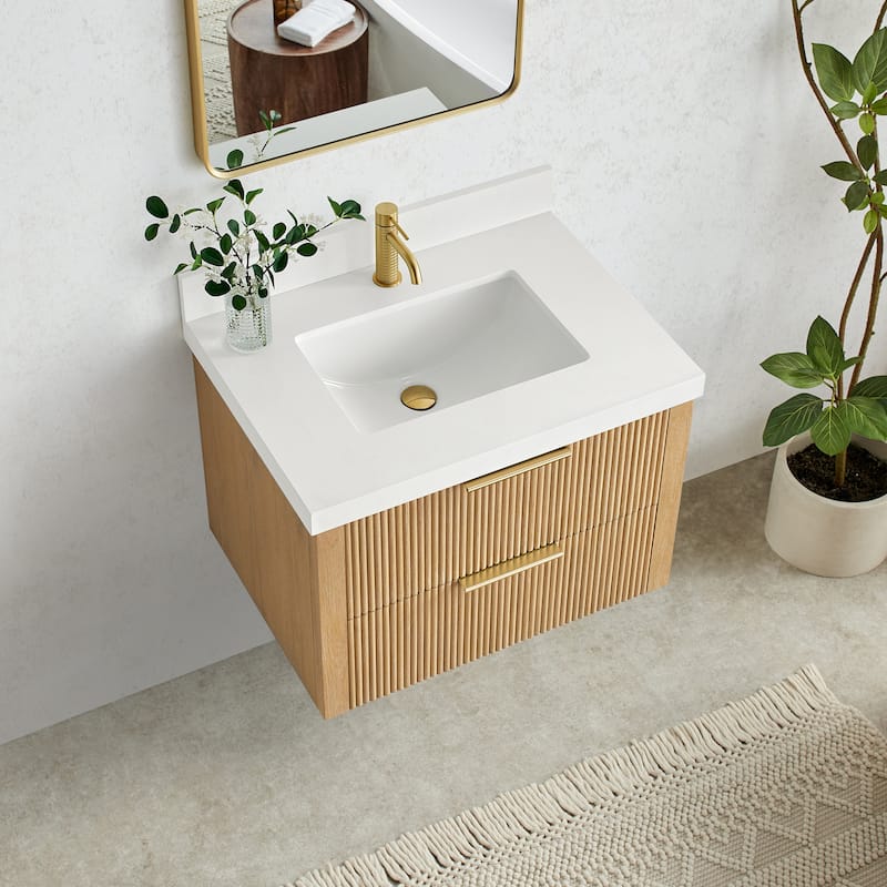 Barcelona Floating Bath Vanity with Quartz Stone Top without Mirror