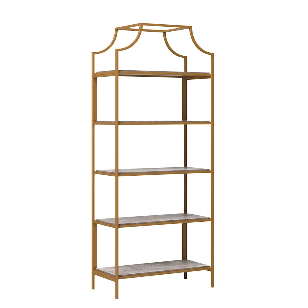 Wood Bookcase with Metal Shelves - 30" W x 14.57" D x 70.87" H