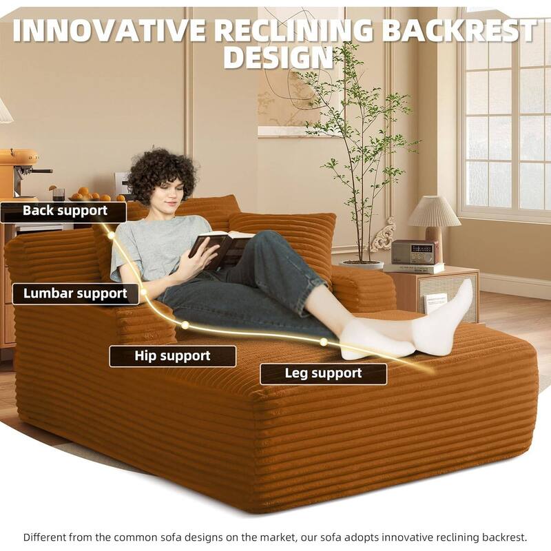 Rossetta Corduroy Upholstered Modern Oversized Chaise Lounge Chair