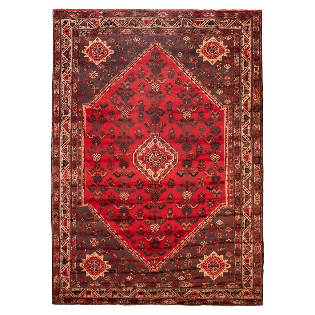 ECARPETGALLERY Hand-knotted Melis Red Wool Rug - 6'9 x 9'6