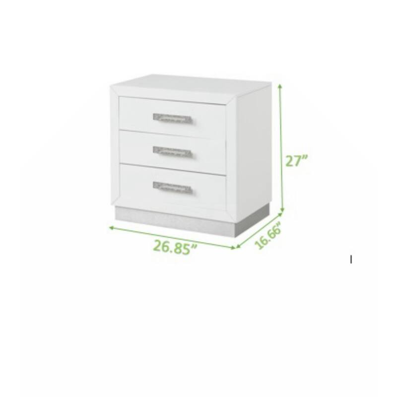 Nightstand Made with Wood in Milky White Color