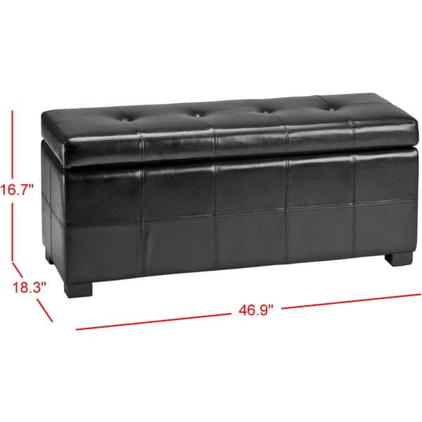 Safavieh Maiden Tufted Black Bicast Leather Storage Bench - 46.9" x 18.3" x 16.7"