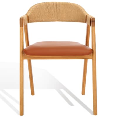 SAFAVIEH Couture Simeonka Brown Leather Dining Chair - 22" W x 21" D x 30" H - 22Wx21Dx30H