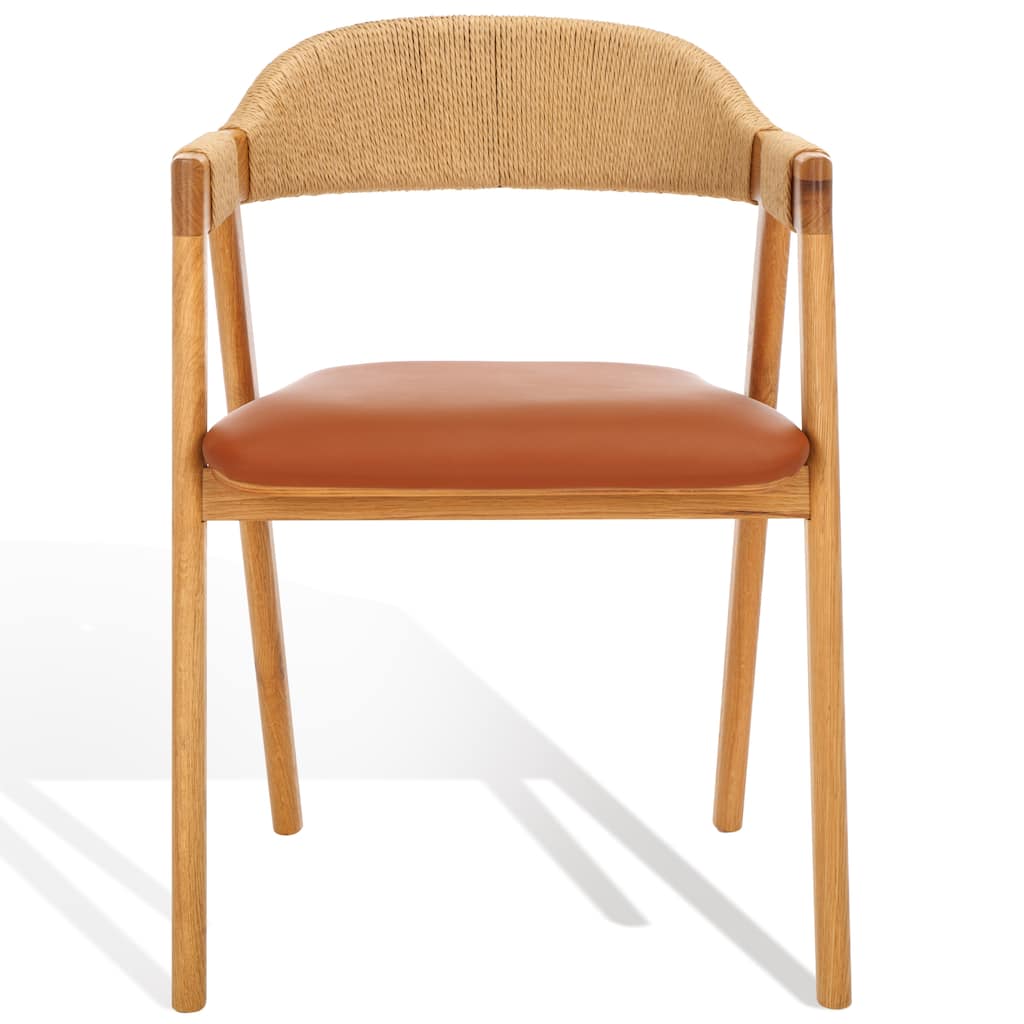 SAFAVIEH Couture Simeonka Brown Leather Dining Chair - 22" W x 21" D x 30" H - 22Wx21Dx30H