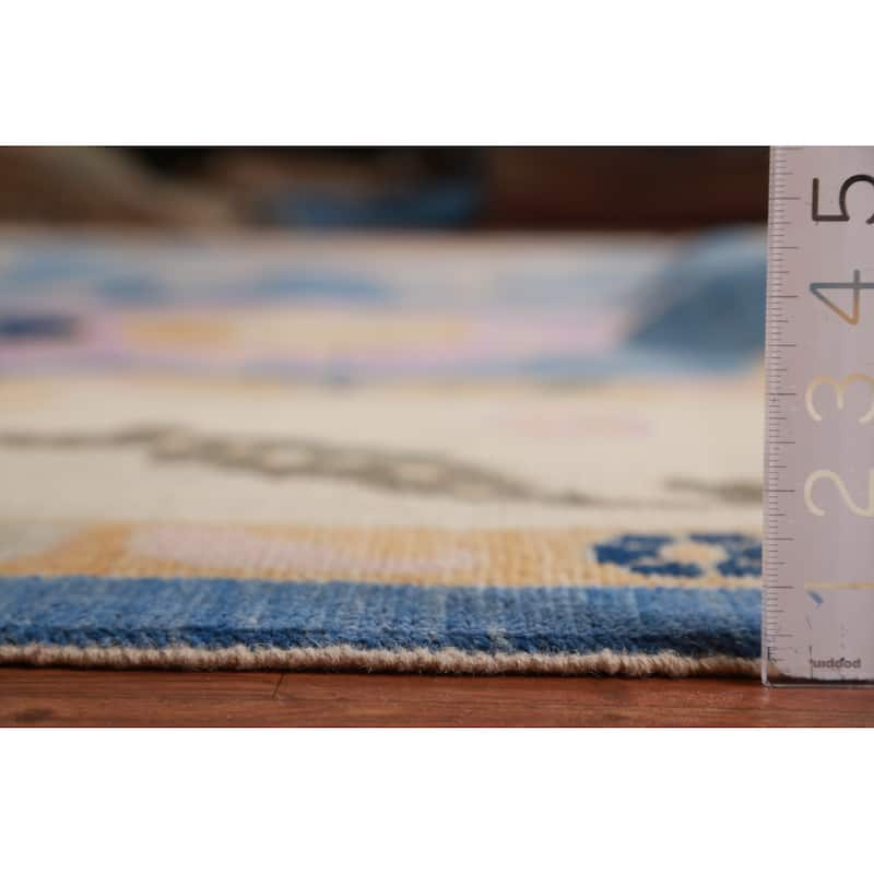 Hand Knotted Oriental 100% Wool Carpet Transitional All-Over Navy Blue & Blues Oushak Area Rug - 15' 7'' X 12' 3''