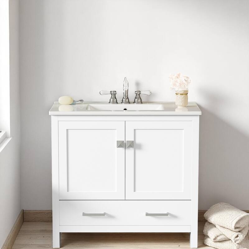 Modern 72 Inch Bathroom Vanity with Sink Combo, Solid Wood Frame, Divided Drawer, Ample Storage, Freestanding Cabinet
