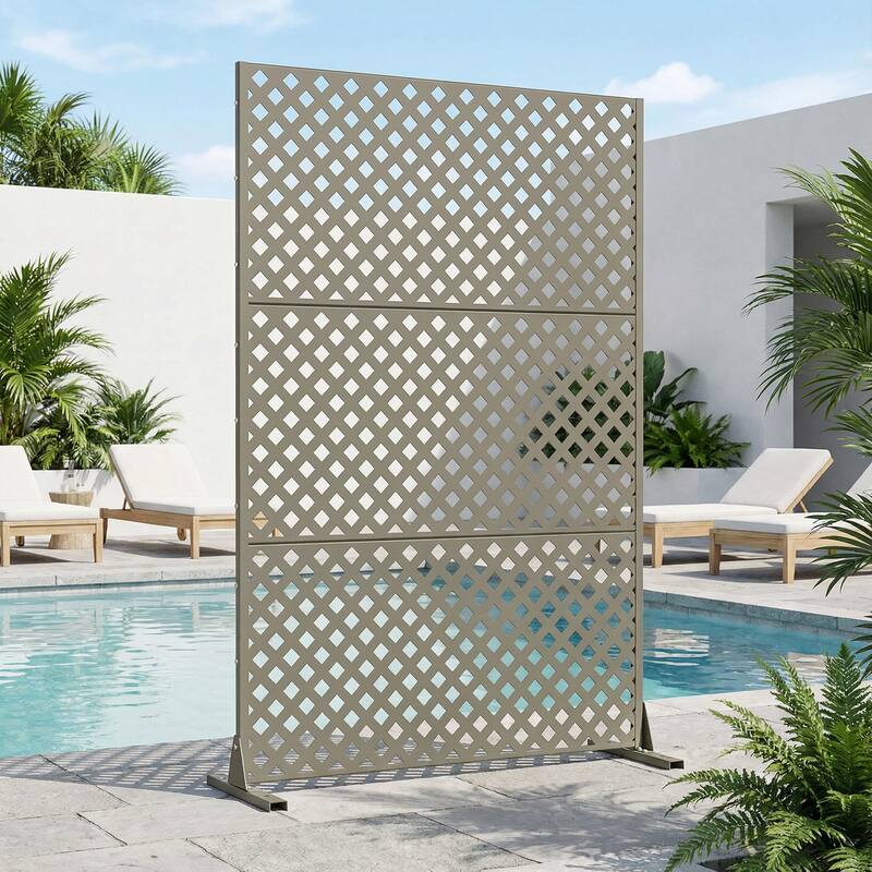 Outdoor Rectangle Privacy Screens Metal Screen Fence Panel - Olive Green - 72"x47"