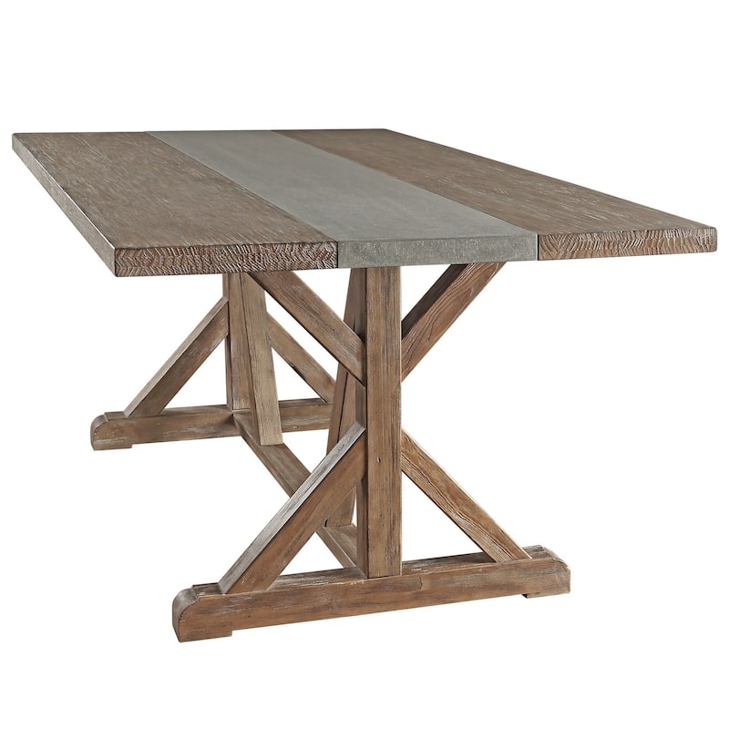 Benchwright Rustic Pine Trestle Accent Dining Table by iNSPIRE Q Artisan - Concrete Inlaid
