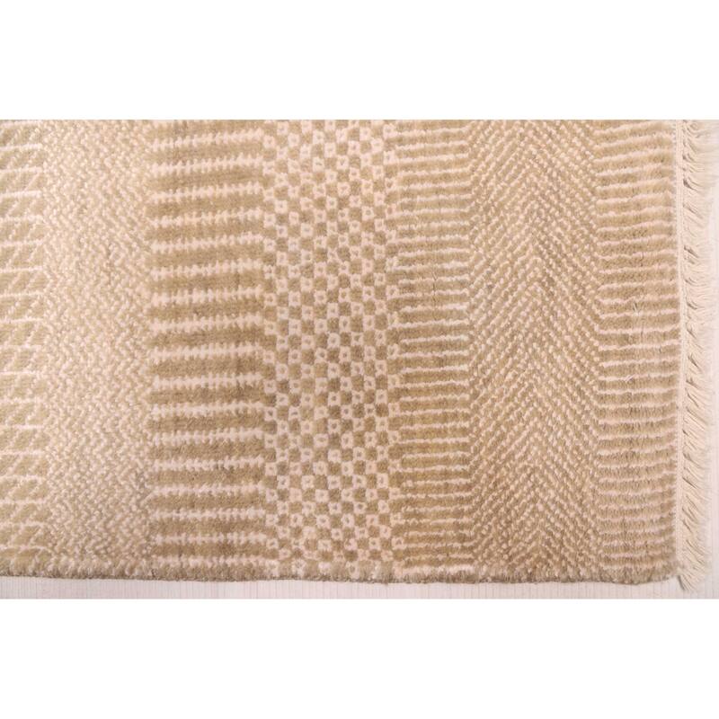 ECARPETGALLERY Hand-knotted Finest Silk Shadow Khaki Silk, Wool Rug - 8'11 x 12'2